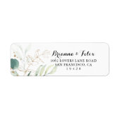 Rustikale Eukalyptus Gold Floral Return Address La (Vorne)