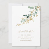 Rustikale Eukalyptus-Gold-Grün Boho-Save-the-Date- Save The Date (Vorderseite)