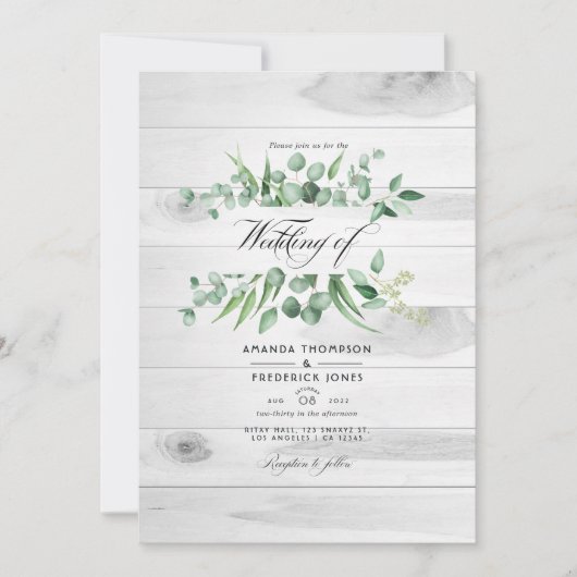 Rustikale Eukalyptus Greenerity QR Code Country We Einladung (Vorderseite)