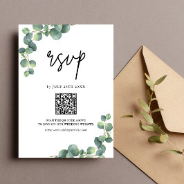 Rustikale Eukalyptus Greenerity Wedding QR Code RSVP Karte