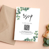 Rustikale Eukalyptus Greenerity Wedding QR Code RSVP Karte