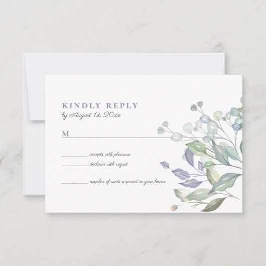 Rustikale Eukalyptus Greenerity Wedding RSVP Card Karte (Vorderseite)
