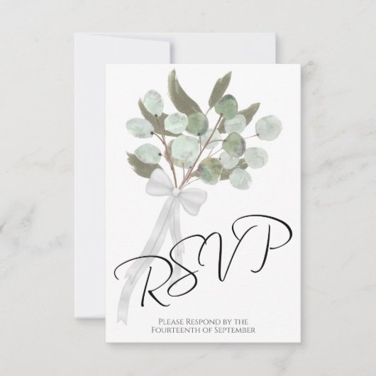 Rustikale Eukalyptus & Greenery Bouquet Chic Weddi RSVP Karte (Vorderseite)