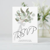 Rustikale Eukalyptus & Greenery Bouquet Chic Weddi RSVP Karte (Stehend Vorderseite)