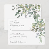 Rustikale Eukalyptus Greenery Duo RSVP Card Karte (Vorne/Hinten)