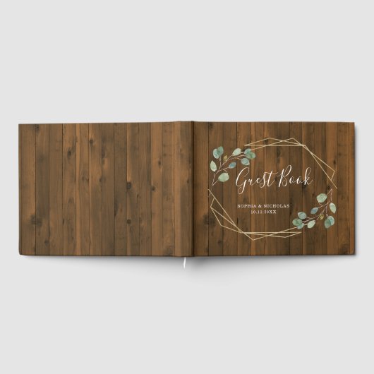 Rustikale Eukalyptus Greenery | geometrisch Gästebuch (Voll)