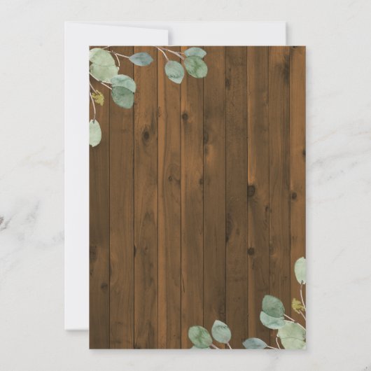 Rustikale Eukalyptus Greenery | Geometrische Babyd Einladung (Rückseite)