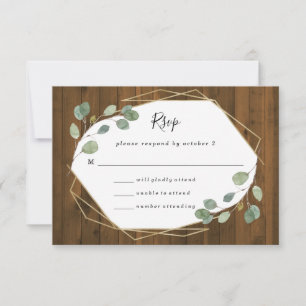 Rustikale Eukalyptus Greenery   Geometrische Hochz RSVP Karte