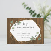 Rustikale Eukalyptus Greenery | Geometrische Hochz RSVP Karte (Stehend Vorderseite)