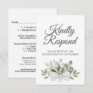 Rustikale Eukalyptus & Greenery Sage Green Wedding RSVP Karte