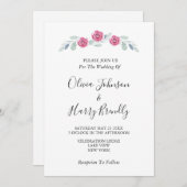 Rustikale Eukalyptus Greenery White Wedding Einladung (Vorne/Hinten)