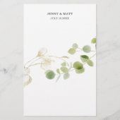 Rustikale Eukalyptus-Grün-Gold-Chic-Hochzeitsmenü (Rückseite)