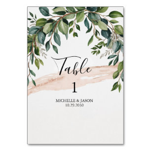 Rustikale Eukalyptus-Grün-Hochzeitstisch-Nummer    Tischnummer