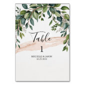 Rustikale Eukalyptus-Grün-Hochzeitstisch-Nummer Tischnummer (Vorderseite)
