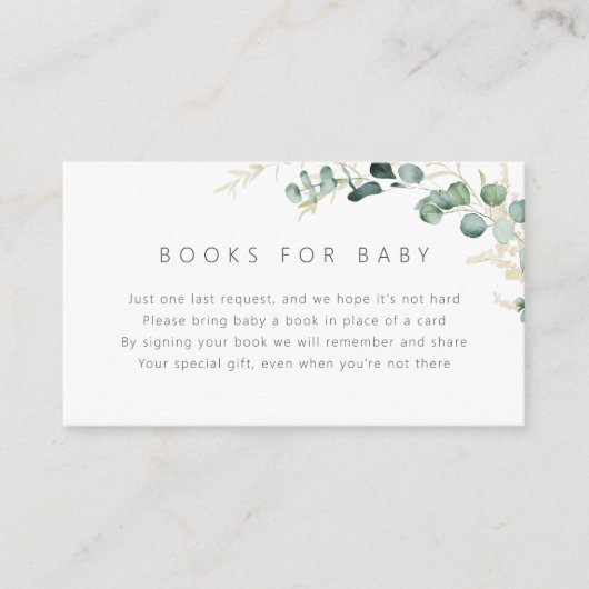 Rustikale Eukalyptus-Grünbücher für Kinder Begleitkarte (Vorderseite)