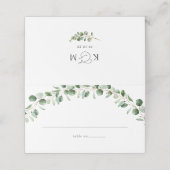 Rustikale Eukalyptus-Grüne eingewickelt Platzkarte (Außenseite Aufgefaltet)