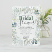 Rustikale Eukalyptus Grüne Einladung (Stehend Vorderseite)