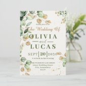 Rustikale Eukalyptus-Grüne Einladung zur Hochzeit (Stehend Vorderseite)