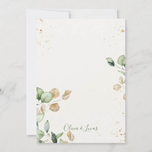 Rustikale Eukalyptus-Grüne Einladung zur Hochzeit (Rückseite)