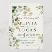 Rustikale Eukalyptus-Grüne Einladung zur Hochzeit (Vorne/Hinten)