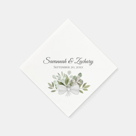 Rustikale Eukalyptus & Grüne Elegante Hochzeit Serviette (Ecke)