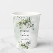 Rustikale Eukalyptus-Grüne Goldhochzeit Pappbecher (Vorderseite)