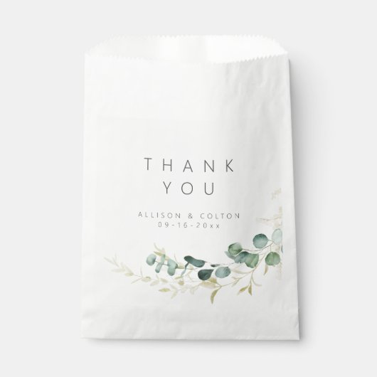 Rustikale Eukalyptus-Grüne Hochzeit Geschenktütchen (Vorderseite)