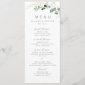 Rustikale Eukalyptus-Grüne Hochzeit Menükarte (Vorderseite)