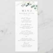 Rustikale Eukalyptus-Grüne Hochzeit Menükarte (Vorderseite)