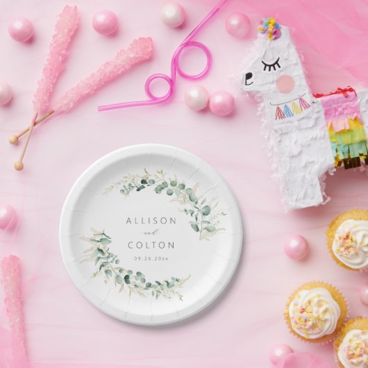 Rustikale Eukalyptus-Grüne Hochzeit Pappteller (Party)