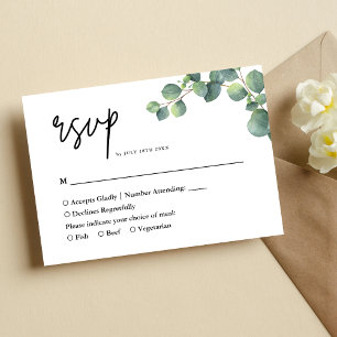 Rustikale Eukalyptus-Grüne Hochzeit RSVP Karte