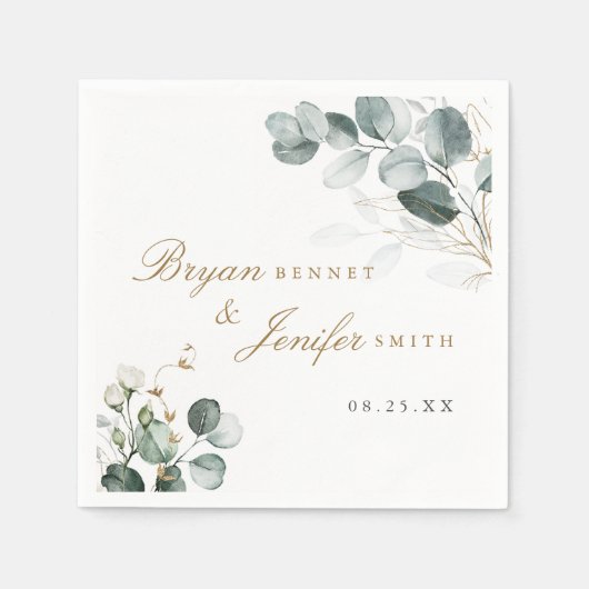 Rustikale Eukalyptus-Grüne Hochzeit Serviette (Vorderseite)