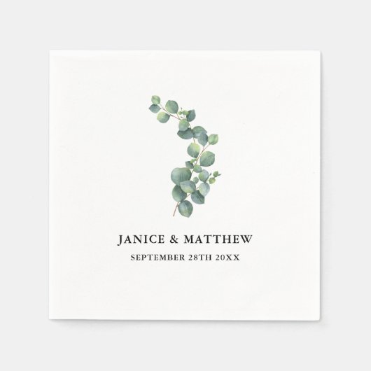 Rustikale Eukalyptus-Grüne Hochzeit Serviette (Vorderseite)