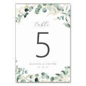 Rustikale Eukalyptus-Grüne Hochzeit Tischnummer (Rückseite)