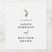 Rustikale Eukalyptus-Grüne Hochzeit Weinetikett (Einzelnes Label)