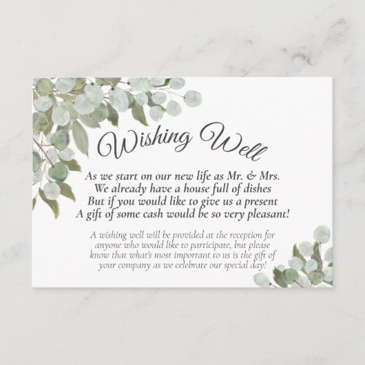 Rustikale Eukalyptus & Grüne Hochzeit wünschend gu Begleitkarte (Vorderseite)