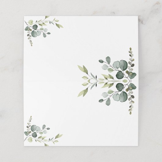 Rustikale Eukalyptus-Grüne Leere gedeckte Platzkar Platzkarte (Außenseite Aufgefaltet)