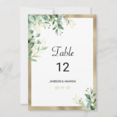 Rustikale Eukalyptus-grüne Tischnummern (Vorderseite)