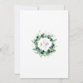 Rustikale Eukalyptus-Grünmonogramm-Hochzeit Save The Date (Rückseite)