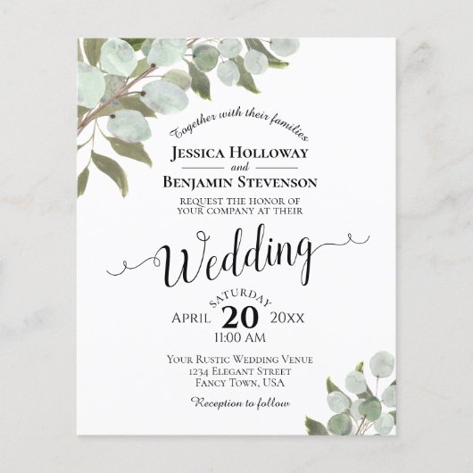 Rustikale Eukalyptus-HAUSHALTSPLAN Einladung zur H (Vorderseite)