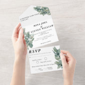 Rustikale Eukalyptus-Hochzeit All In One Einladung (Abreißen)