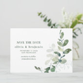 Rustikale Eukalyptus-Hochzeit Save The Date (Stehend Vorderseite)