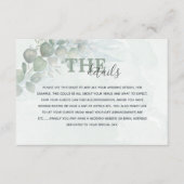 Rustikale Eukalyptus-Hochzeitdetails Begleitkarte (Vorderseite)