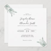 Rustikale Eukalyptus-Kalligrafie Einladung (Vorne/Hinten)