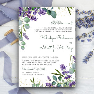 Rustikale Eukalyptus-Lavendel-Blumen-Hochzeit im i Einladung
