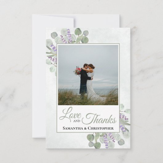 Rustikale Eukalyptus & Lavender Liebe & Danke Hoch (Vorderseite)