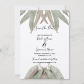 Rustikale Eukalyptus-Leaf-Hochzeit rettet das Datu Save The Date (Vorderseite)