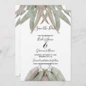 Rustikale Eukalyptus-Leaf-Hochzeit rettet das Datu Save The Date (Vorne/Hinten)