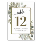 Rustikale Eukalyptus & Pine Elegante Boho Wedding Tischnummer (Vorderseite)