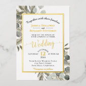 Rustikale Eukalyptus & Pine Elegante Silberhochzei Folieneinladung (Vorderseite)